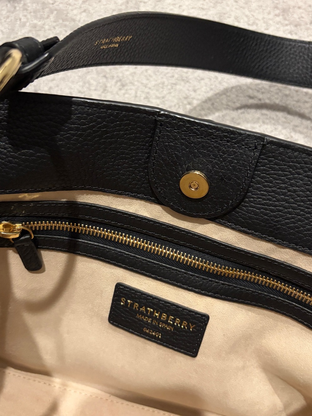 Strathberry Black Leather Shoulder Bag with Gold Hardware - Picture 3 of 6
